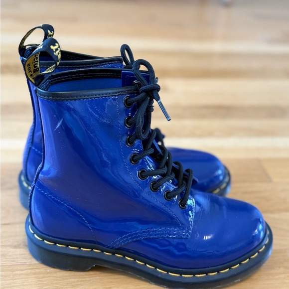 Dr Martens Boots Women's Size Blue Patent Leather 1460W - Picture 11 of 15